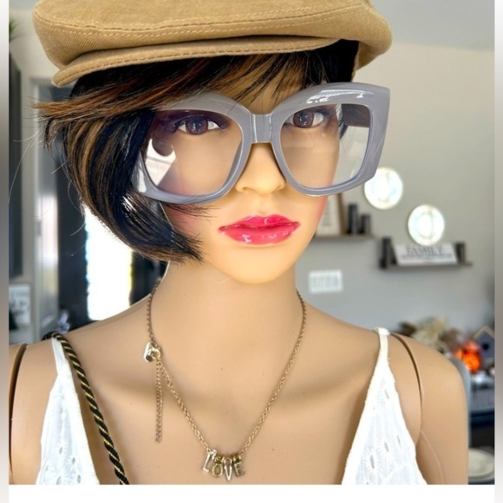 ✨NEW Stylish Gray Oversized Personality clear lens glasses